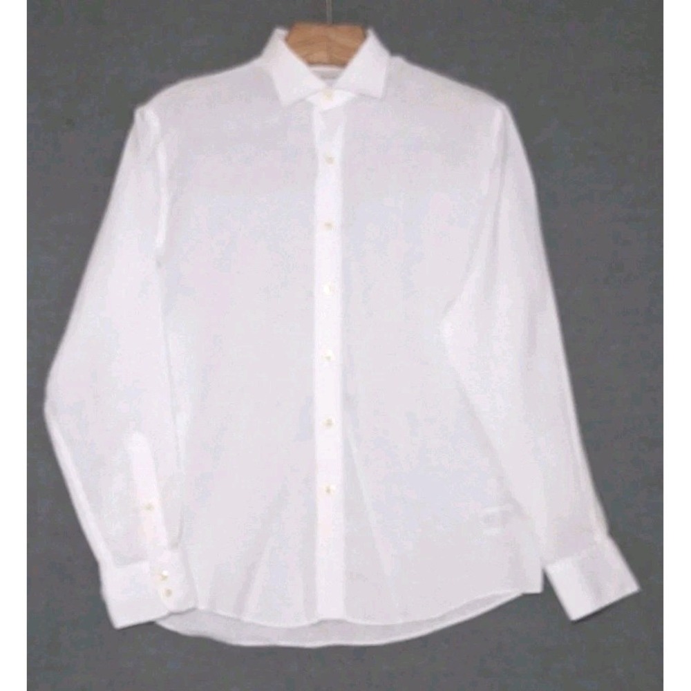 Thomas Mason X Brooks Brothers Luxury Shirt Sz 16 Slim Fit Linen English Collar